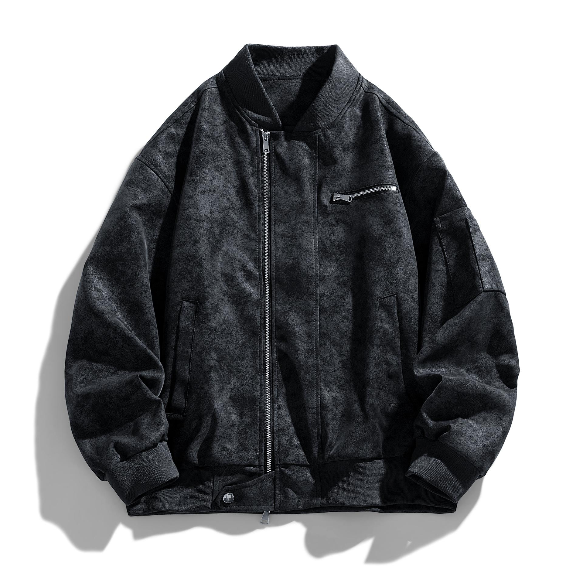 

Men s Jacket Leather Jacket New Versatile and Handsome Loose Baseball Suit Leather Jacket Men s Top Leather Jacket M