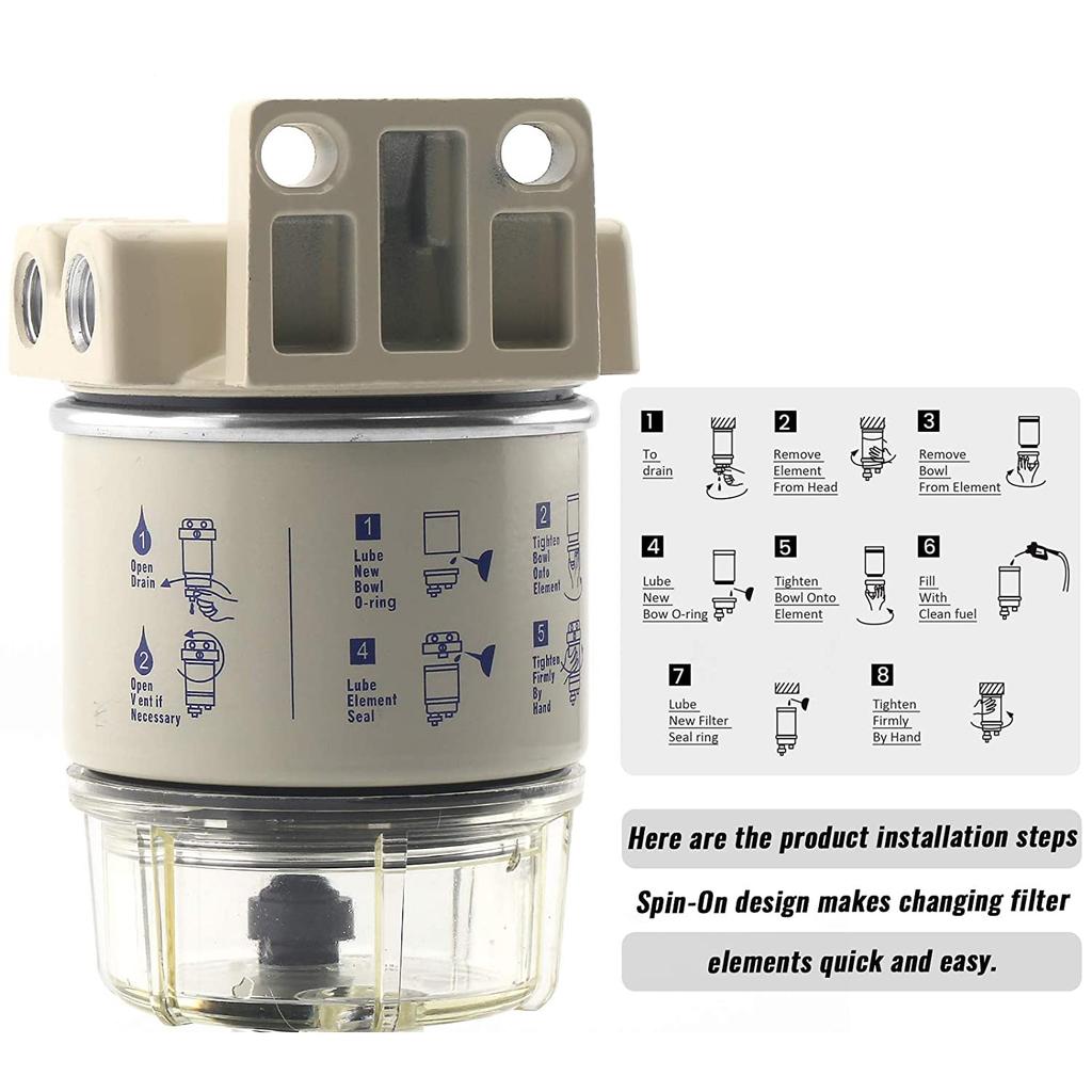 R12T Fuel / Water Separator Filter Diesel Engine for Racor 140R 120AT S3240 NPT ZG1 / 4-19 Complete Parts Complete Combo