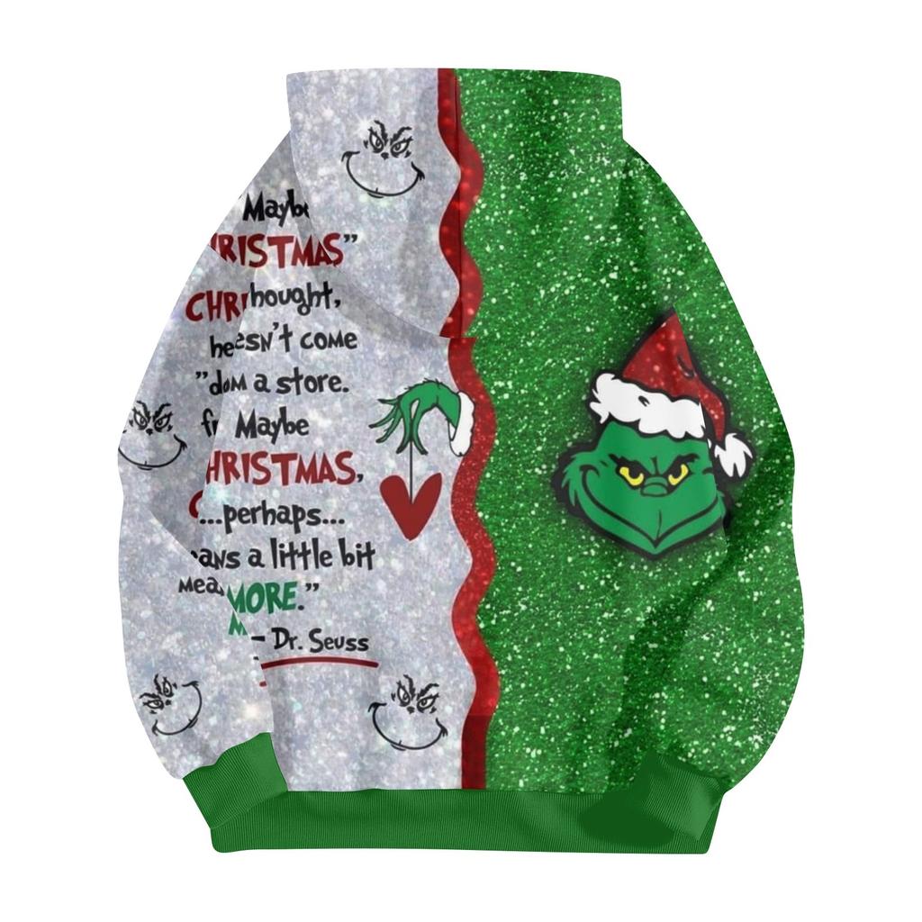 Women's Fashion Casual Christmas Print Long Sleeve Sweatshirt Pocket Jacket Zipper Hoodie Coat