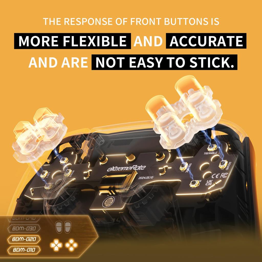 eXtremeRate Face Clicky Kit Compatible with PS5 Controller and Custom Hard Silicone Tactile Switch Action Button Mouse Click Kit Compatible with PS5