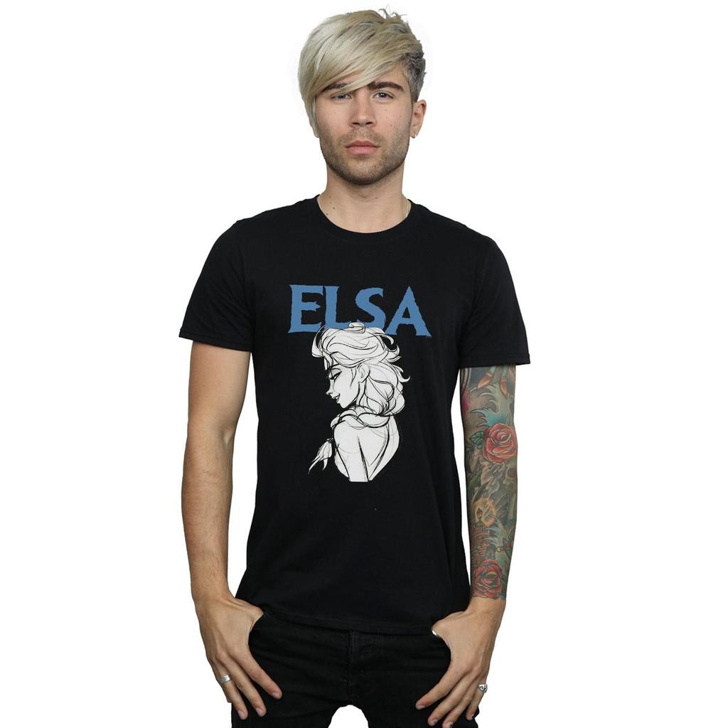 Disney Mens Frozen Elsa Profile Sketch T-Shirt