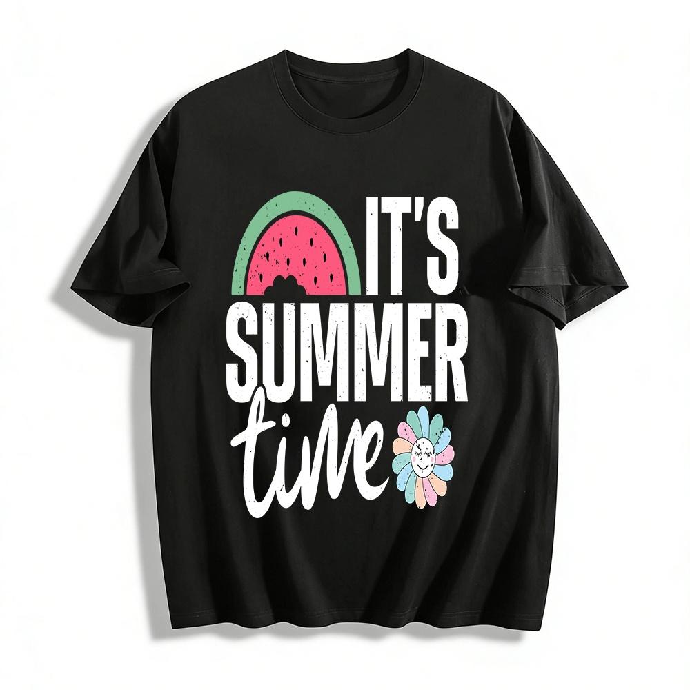 Cute Watermelon Flower Print Casual Short Sleeve T-Shirt Pure cotton T-shirt XXS