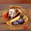 Swan small fruit plate two pits double creative green snake tea set high-end small sugar fruit plate metal two kinds of grid plates