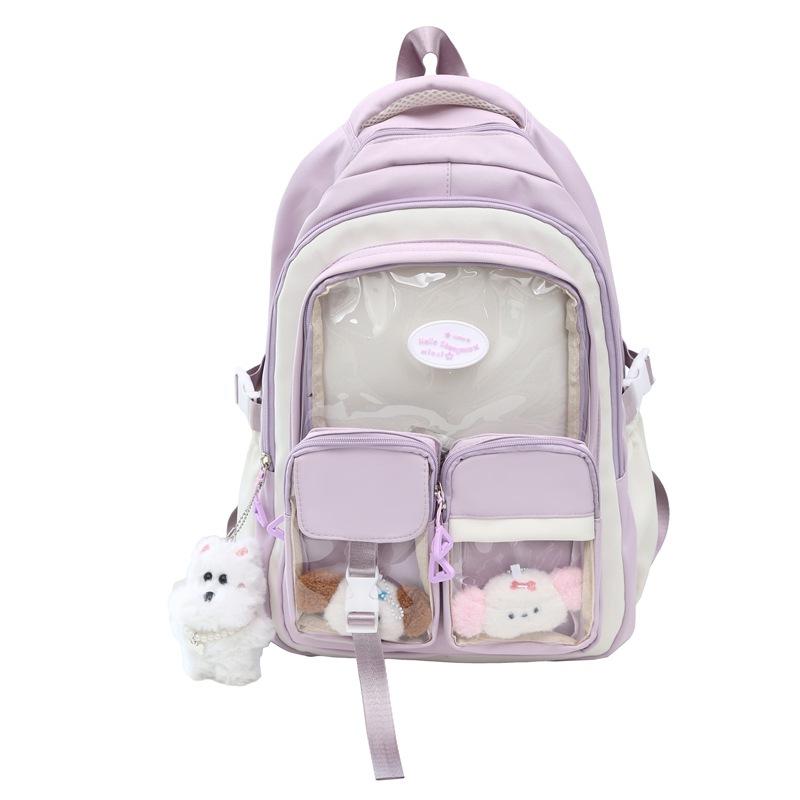 Cute Pain Bag Ins Wind School Bag Female Junior High School Student Japanese Large Capacity Transparent Backpack Versatile Student Backpack Tide