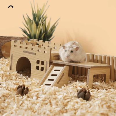 Durable Hamster House Natural Wooden Small Pets Hideaway New Hamster Hide Villa  for Chinchilla