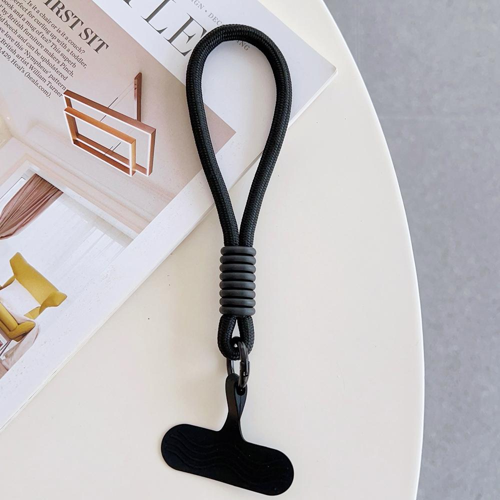 Universal Braided Short Mobile Phone Lanyard Strap Hanging Chain Ring Silicone Cord with Patch Wrist Strap Cell Phone Detachable