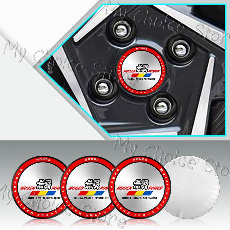 4Pcs/lot 56mm Car Styling Mugen Logo Hubcap Wheel Centre Hub Caps Emblem Sticker For Honda Civic Accord CRV Hrv Jazz Accessories