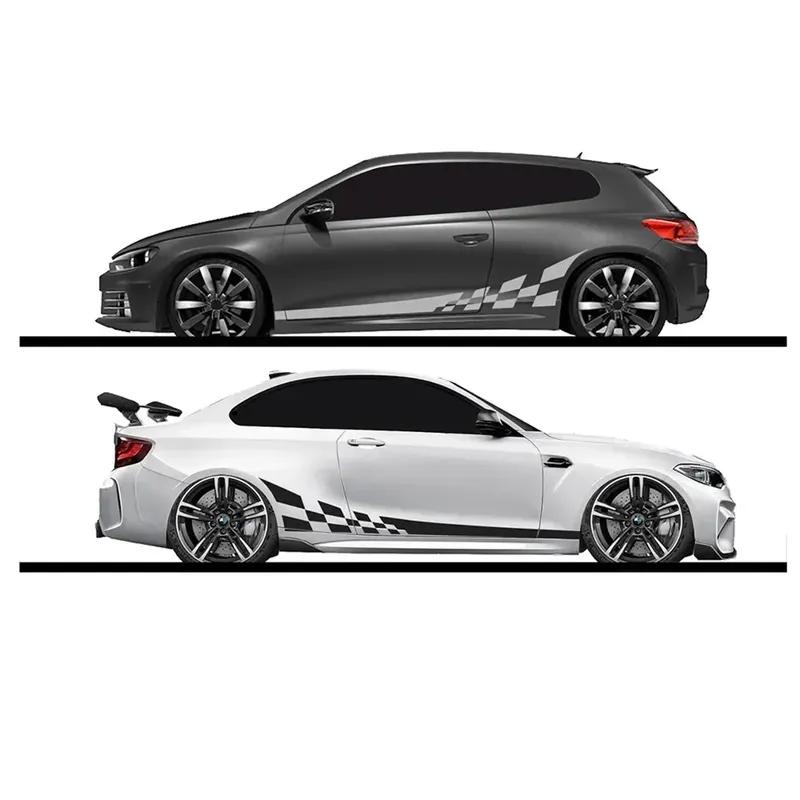 2PCS DIY Car Both Sides Body Stickers Stripes Auto Door Decals Automobiles Products Car Wrap Vinyl Film Car Accessories