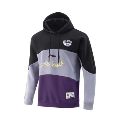 Li Ning CBA All-Star Series Basketball Color Block Hoodie Men Hoodies Black Misty-Gray-Purple AWDVD33-3