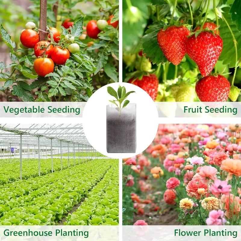 100PCS Breathable Plant Nursery Bags Biodegradable Grow Pots Fabric Seedling Containers Home Gardening Essentials