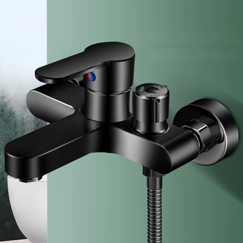 Chrome Brass Basin Faucets Wall Mounted Hot Cold Water Dual Spout Mixer Tap For Bathroom Splitter Bath Shower Basin