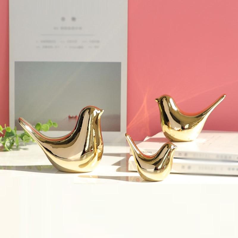 Bird Statues Home Decor Modern Style Gold Decorative Ornaments For Living Room Bedroom Office Desktop Cabinets