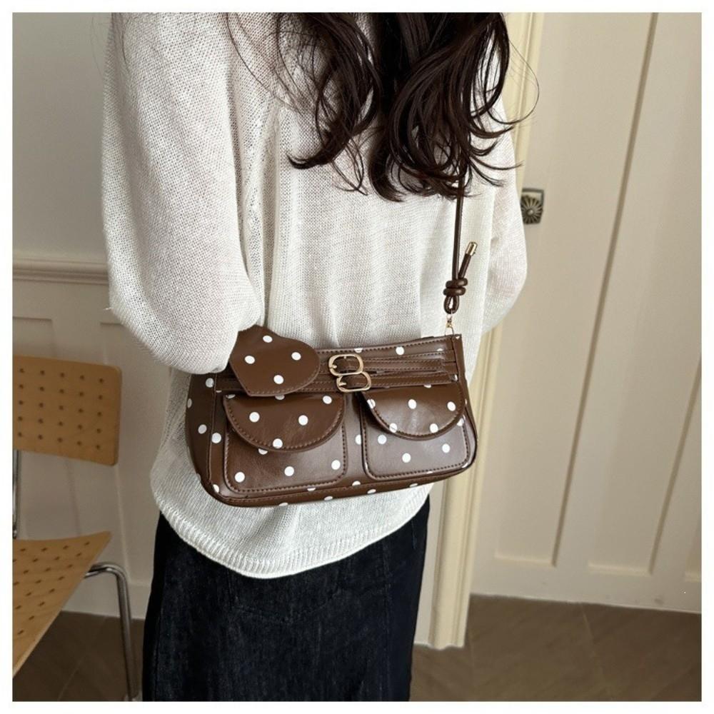 New Large Capacity Polka Dot Handbag Metal Buckle Leather Shoulder Bag Underarm Bags