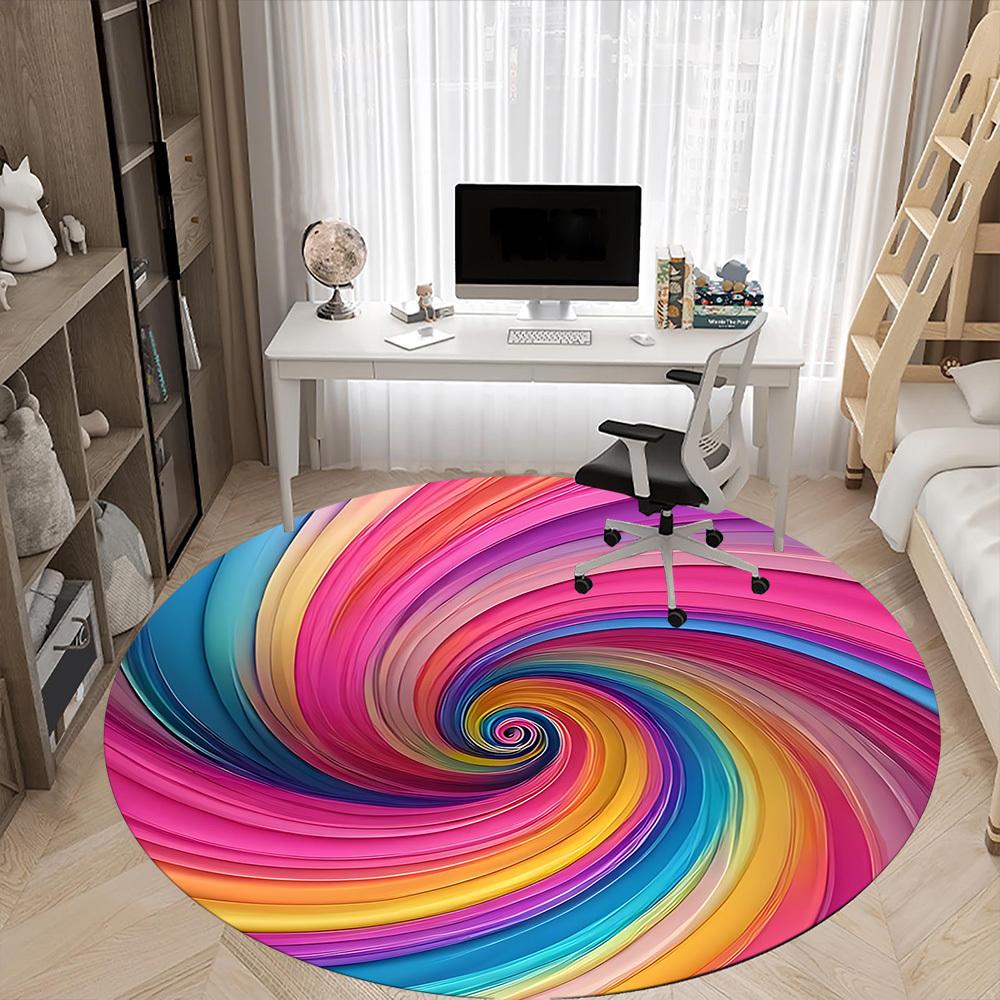 1pc Colorful Swirl Pattern Chair Carpet for Office Non-Slip, Machine Washable Rug for Office, Room - Holiday Decor, Machine Made Yy251016105