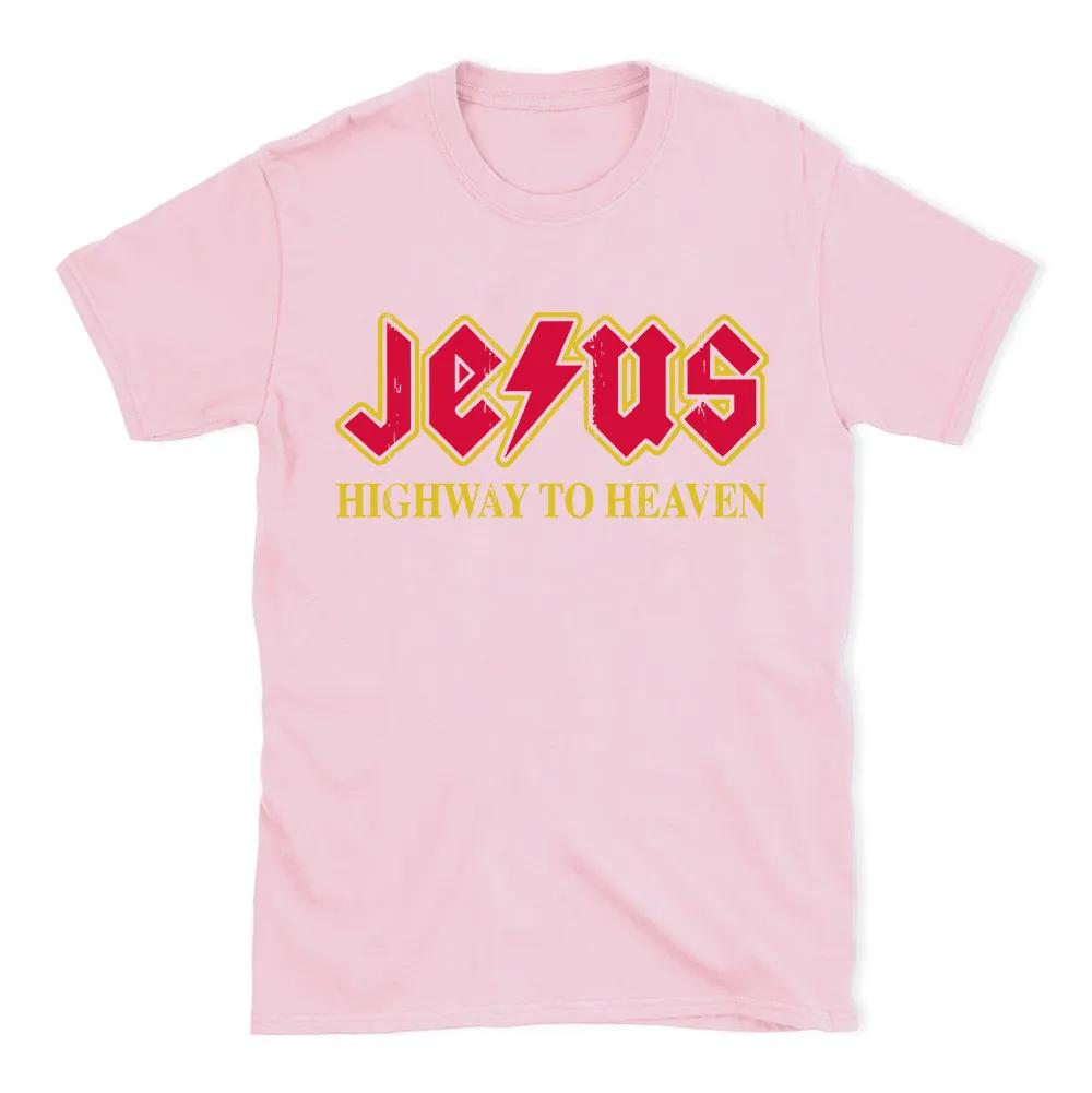 Summer 2026 New Jesus Road To Heaven Unisexs Tshirt Fashion Hot Sale Circle Neck Unisexs and Womens Same Print Tshirt