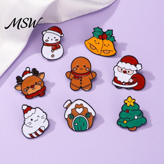 Snowman Jewelry Christmas Cartoon Enamel Brooch, Santa Claus Elk Tree Badge Pin, Holiday Party Favors Bags Scarves Clothes Decorative Accessory
