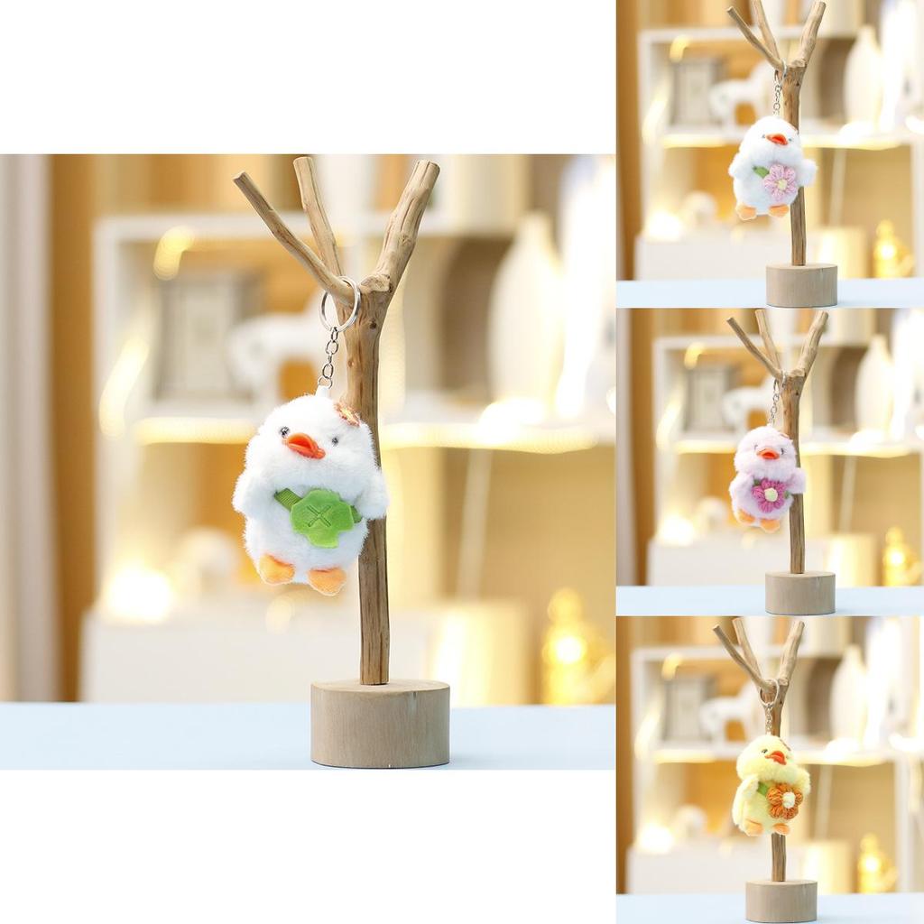 Plush Toy Flower Small Yellow Duck With Keychain For Kids Gift Or Bag Decor