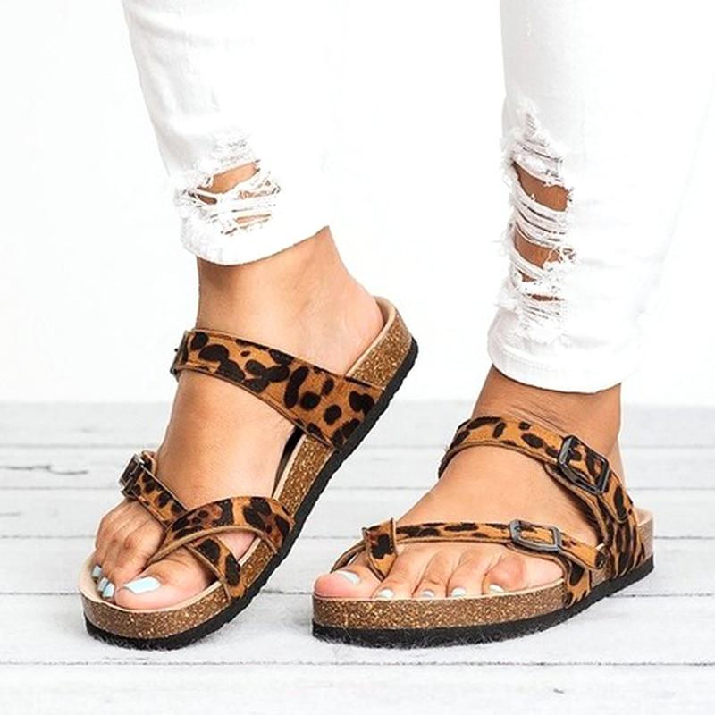 leopard cork sandals