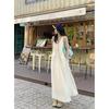 [Original fabric] Temperament V-neck kink pullover vest skirt women's summer new loose French holiday style jumpsuit