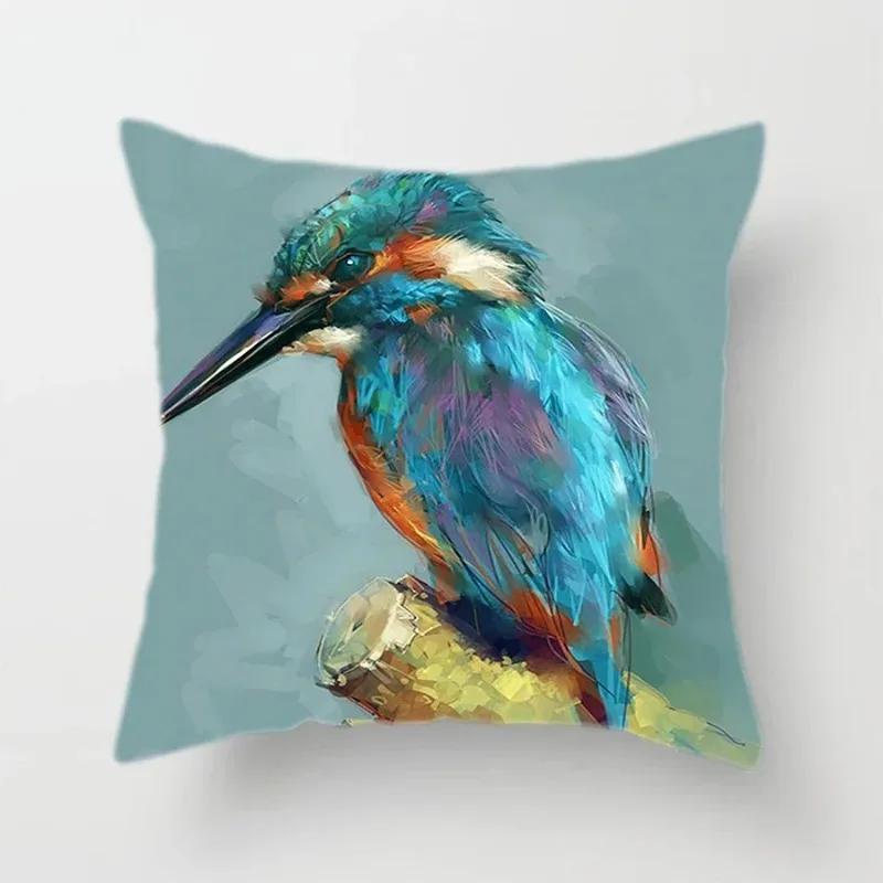 Lovely Bird Cushion Cover Flower Pattern Pillow Covers Decorative for Sofa Car Bed Living Room Decor Polyester Linen Accessories