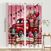 2pcs Valentine's Day Red Truck Curtains   Romantic Pink Heart Pattern   Living Room Bedroom Decor   with Rod Pocket
