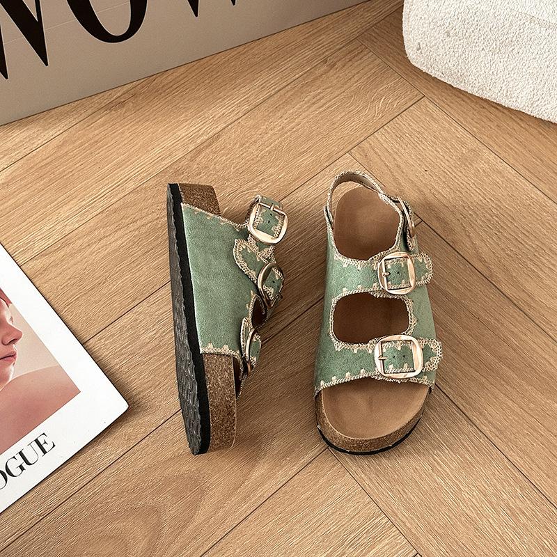 

Модные нишевые дизайнерские платформенные шлепанцы, женская летняя обувь, универсальные повседневные простые сандалии с перемычкой 40 мятный зеленый