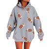 Ladies' Loose Comfortable Casual Fashionable Rugby Print Hooded Sweatshirt