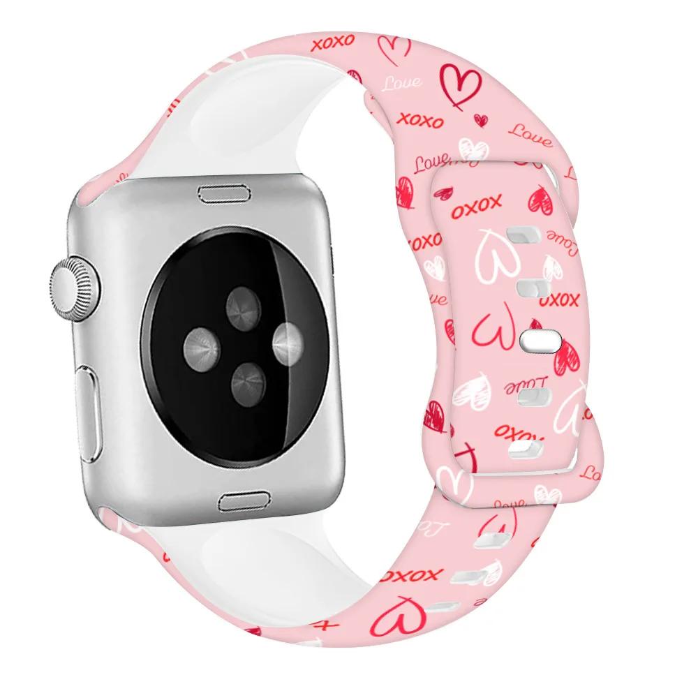 Valentine Day Silicone Strap for Apple Watch Band 49mm 45mm 44mm 42mm 46mm 41mm 40mm Gift Bracelet iWatch Ultra 10 9 8 7 6 5 SE