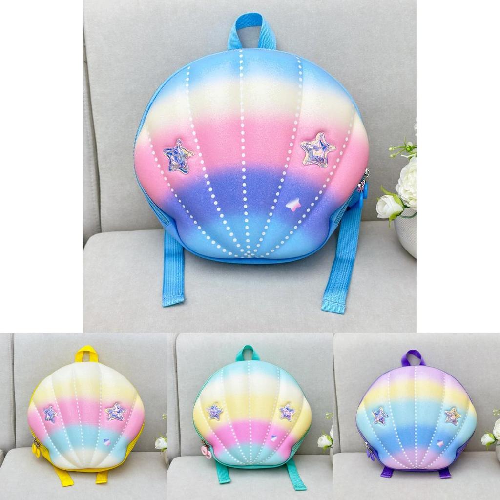 Colorful Shell Shaped Star Decoration Children Hard Shell Backpack For School Travel