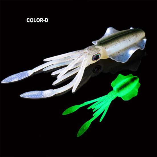 15CM/20G Fishing Soft Squid Lure Glow-in-the-Dark Colorful 3D Eyes Artificial Octopus Bait Sea