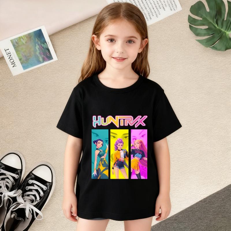 

Demon Hunters Cute Old Clothing Children Cotton T Shirt Short Sleeve HUNTR/X Warriors Kid T-shirt Summer T Shrit Top for Children Teenage 100