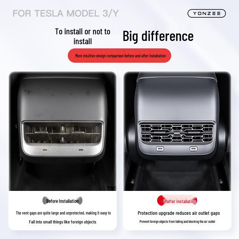 Tesla Model 3/Y Rear Vent Air Outlet Dustproof Cover - Anti-Blockage Accessories