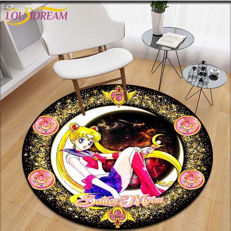 Covor cu imprimeu Anime Sailor Moon Covor de zonă Covor rotund pentru camera de zi Covoraș de flanel Covoraș anti-alunecare pentru copii