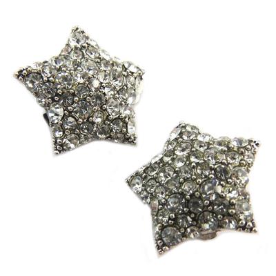 [P4700] - Silver White 'Sissi' Designer Clips (stars) - 25x25 Mm