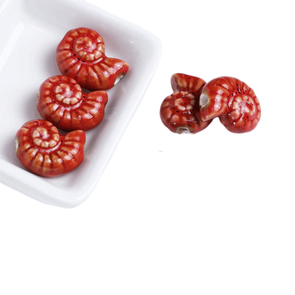 Glazed Snail Ceramic Beads Retro DIY Jewelry Making Pendant Conch Spacer Porcelain Beads Craft