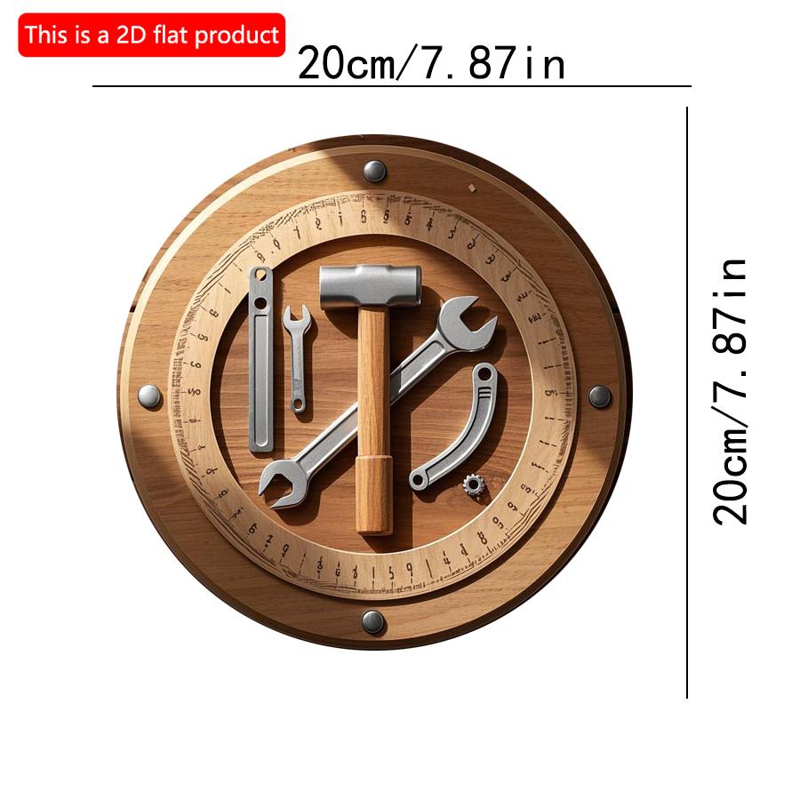 

2D плоский 20 см 1 шт. Папа, День отца, молоток, гаечный ключ, линейка, элементы, круглый деревянный настенный декор, подарок, удивительный и ретро-подарок из дерева 20*20cm