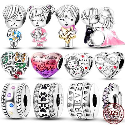 Nowość w 925 srebrny koralik Fit bransoletka Charms Diy biżuteria dla kobiet prezent