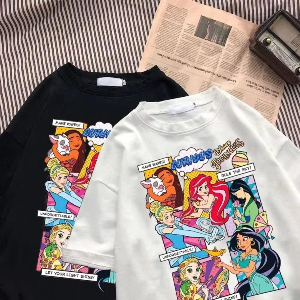 Princess Cartoon Women Tshirt Harajuku Summer Streetwear Casual Short Sleeve T Shirt Unisex Casual Clothing Top Cotton