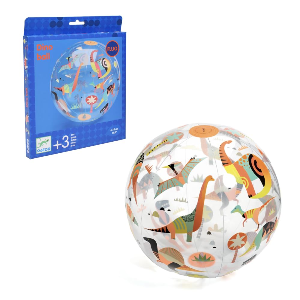 

DJECO Дино Пляжный мяч 35см Динозавр Бассейн Водная игра На открытом воздухе Море Стильный Монтессори Возраст 2 3 4 5 6 7 Мальчики Малыши Младенец Детский сад Подарок для поступающих зелёный