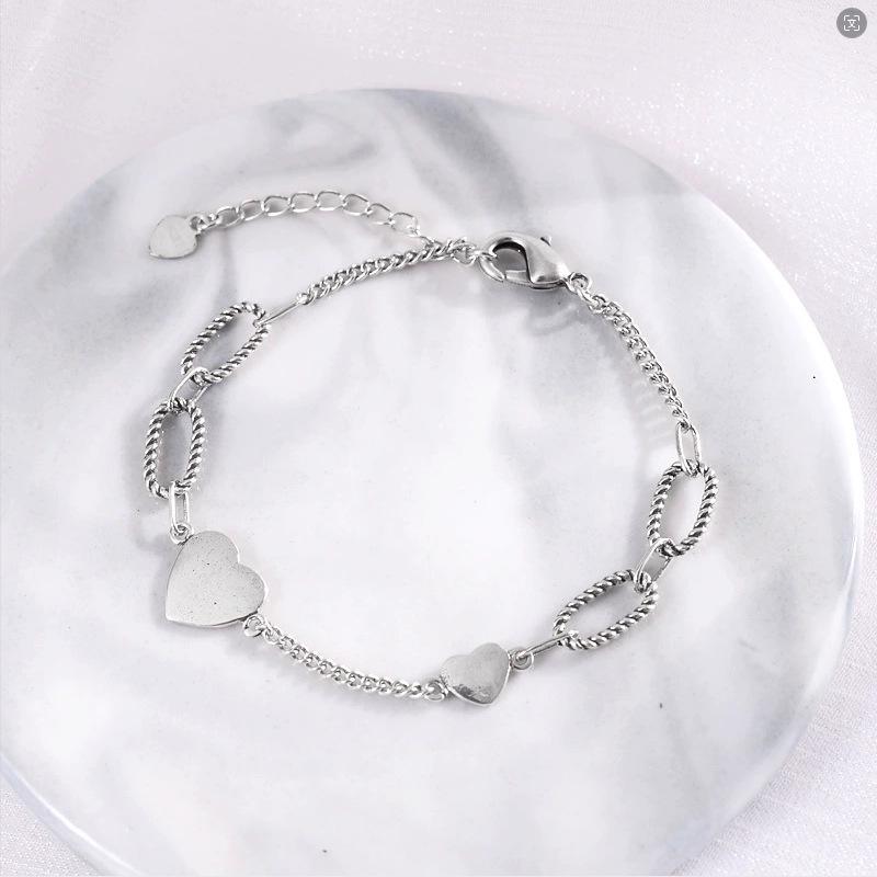Personalized Retro Box Chain Bracelet - Elegant Silver, Versatile Japanese-Korean Inspired Couple's Jewelry for Women