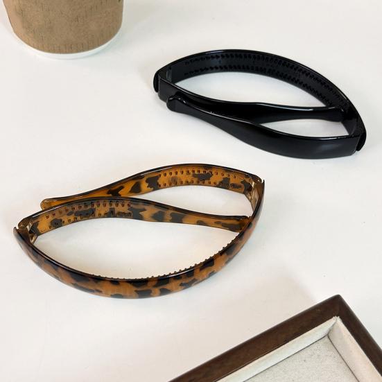 Folding Headband Acrylic No Pressure Anti-Slip Tortoiseshell Pattern Retro Style Adjustable Hair Hoop Hair