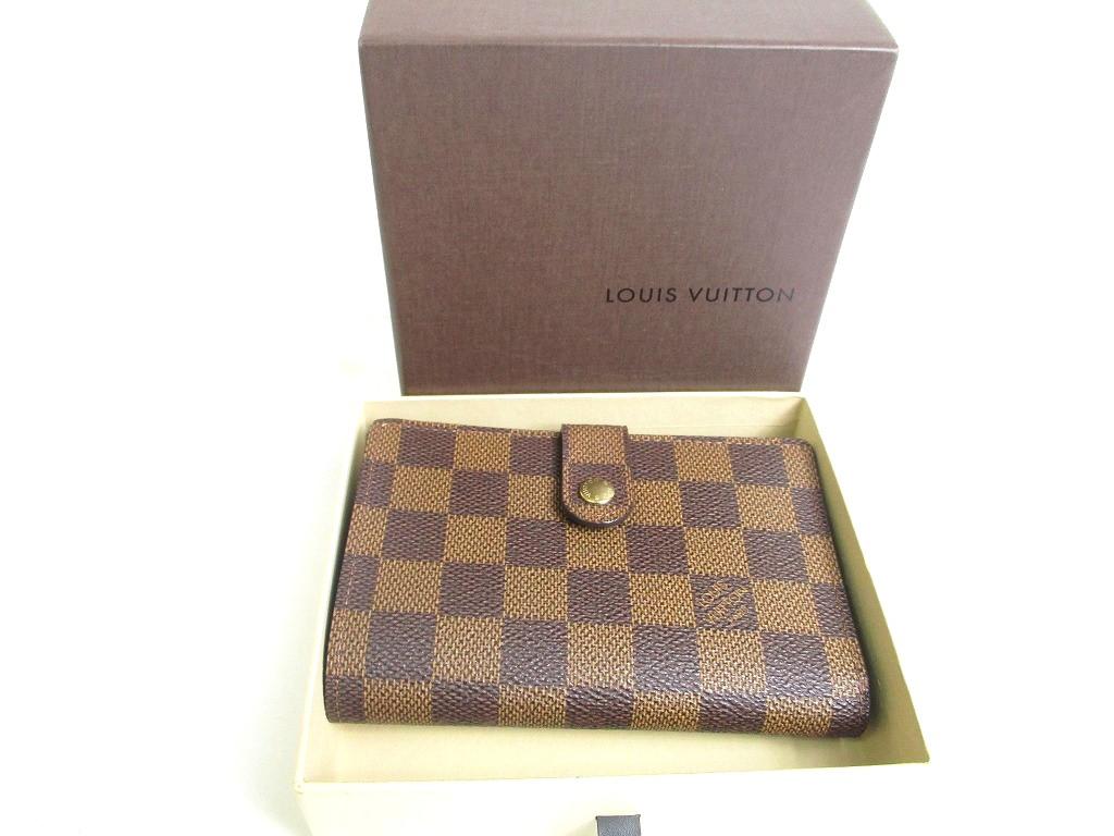 Authentic LOUIS VUITTON Damier Brown Leather Bifold Wallet Viennois #a460 Seller refurbished