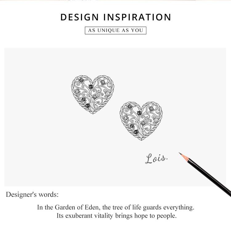 Bamoer Tree of Life Jewelry 925 Sterling Silver Stud Earrings for Women Oxidized Silver Wedding Statement Jewelry