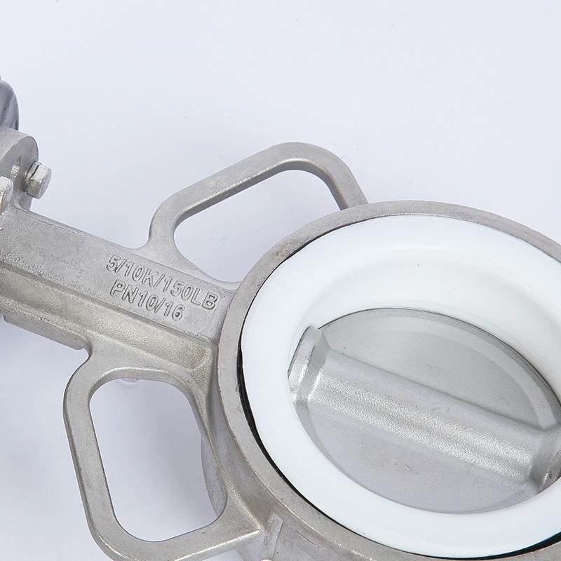 Stainless Steel Worm Gear PTFE Butterfly Valve with Double Flange and Manual Handle D371F-10P