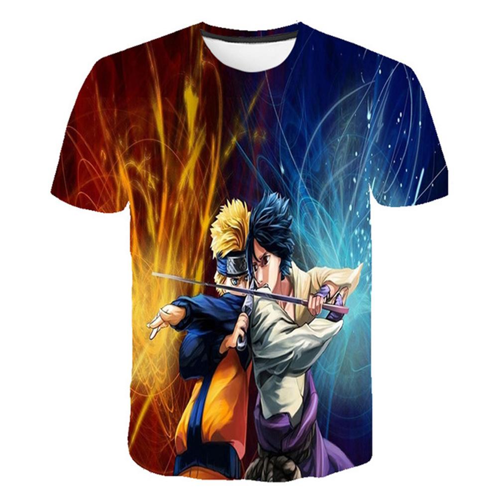 Kreslené chlapecké tričko pro léto Muži Naruto 3D tisk Trička s krátkým rukávem Dětské oblečení Topy