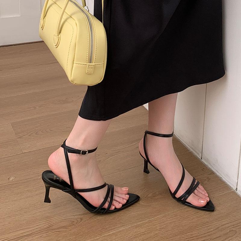 Fashion Female Ankle Wrap Footwear Women Thin Heels Sandals Shoes Fashion Pointed Toe Sexy Ladies High Heels Sandals Shoes Pumps