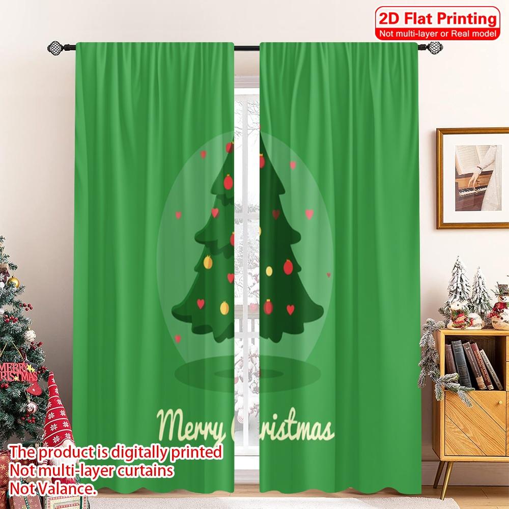 

2pcs 2D flat printing Christmas Drapes Merry Christmas Tree Ornaments_a Fabric Without Electricity Party & Holiday Decor for 52.50×116.00 CM 2pcs