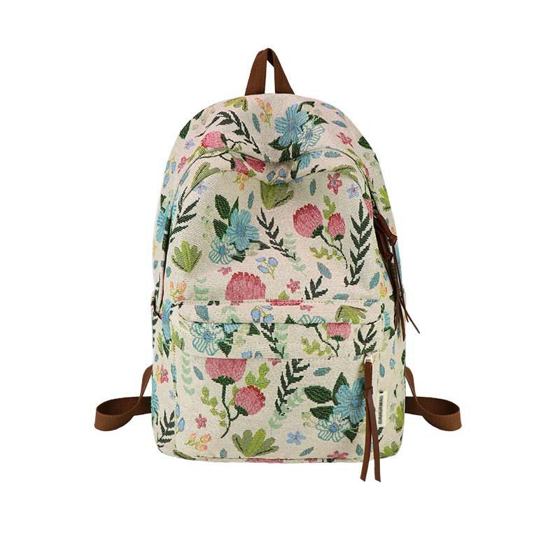 Schoolbag New Retro Floral Schoolbag High Value Travel Leisure Backpack Student Leisure Versatile Girl Large Capacity Backpack
