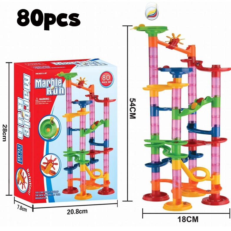 Marble Run Ra Track Building Blocks Kids 3D Maze Ball Roll Toy DIY Marble Run Ra Coaster Set 80/105/109/133pc Christmas Gift