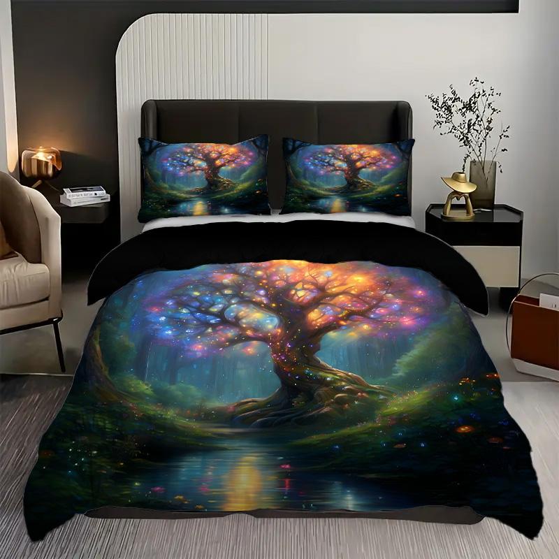 Colorful Big Tree Painting 3D Printed Quilt Cover Modern Art Style Bedding Set Luxury Home Textiles Polyester Soft Duvet Cover